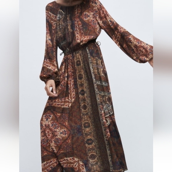 ZARA Printed midi dress - Picture 2 of 9